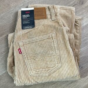 NWT Levi's Premium 100% Cotton Ribcage Straight Leg Corduroy Tan Size 26